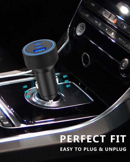 USB C Car Charger, 3-Port 67W Super Fast Charging Dual USB-C & USB-A Car Charger Accessories Cigarette Lighter Adapter